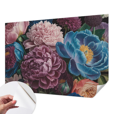 Peel and stick wall mural for kids' room with colorful flowers