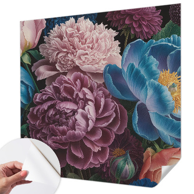 Peel and stick wall mural for kids' room with colorful flowers