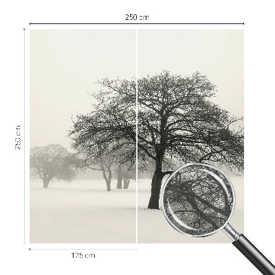 3D wall mural with a winter trees motif
