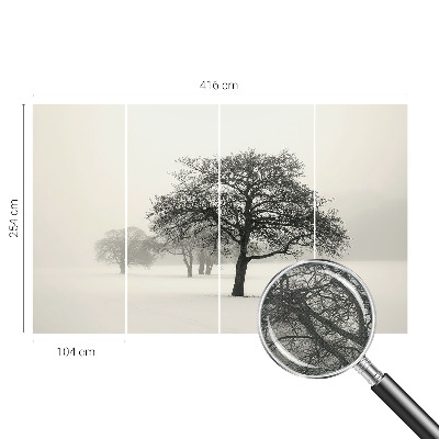 3D wall mural with a winter trees motif