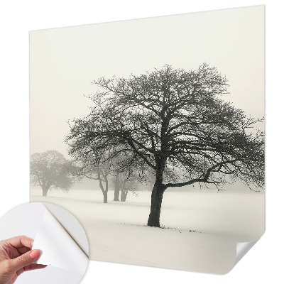 3D wall mural with a winter trees motif