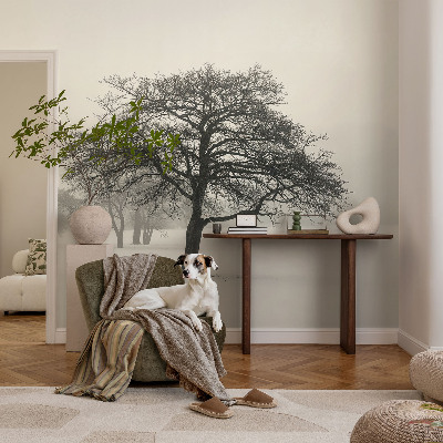 3D wall mural with a winter trees motif