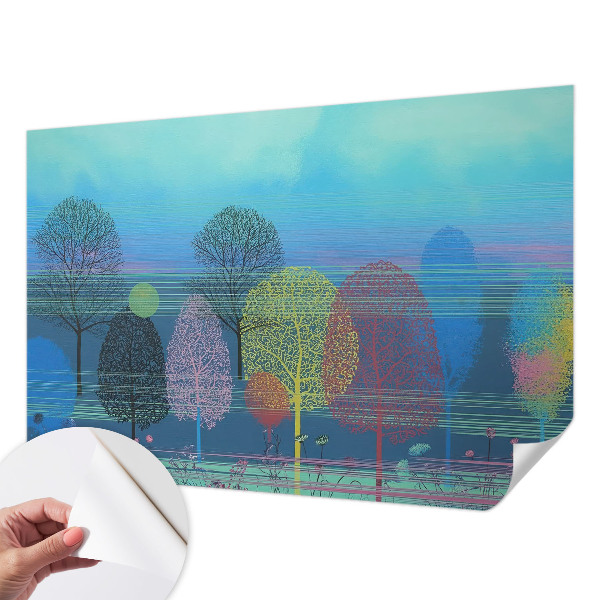 Nursery wall mural with a colorful harmonious design