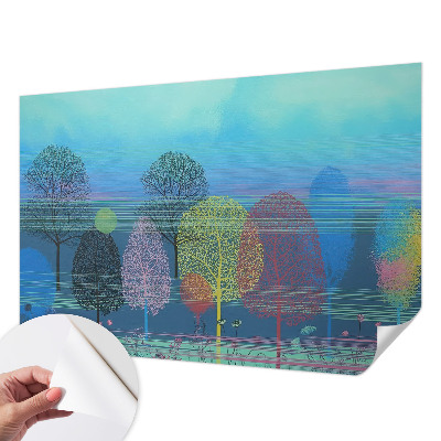 Nursery wall mural with a colorful harmonious design