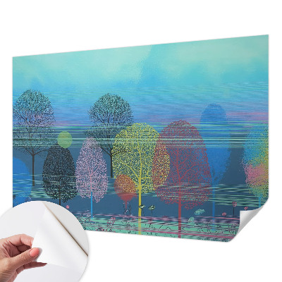 Nursery wall mural with a colorful harmonious design