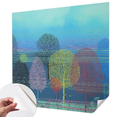 Nursery wall mural with a colorful harmonious design