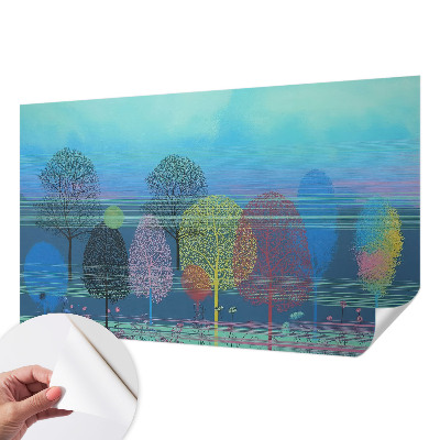 Nursery wall mural with a colorful harmonious design