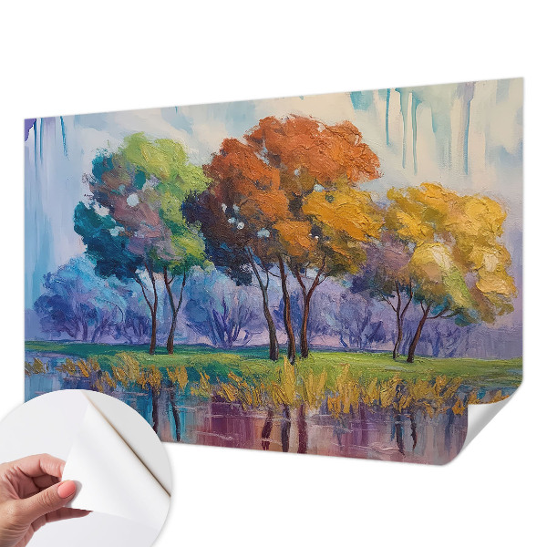 Self-adhesive photo wallpaper with an abstract tree motif