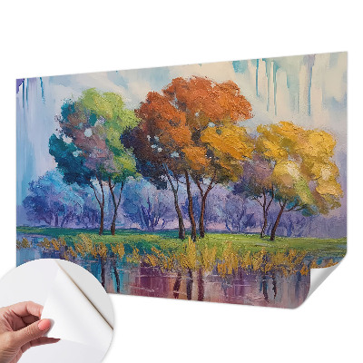 Self-adhesive photo wallpaper with an abstract tree motif