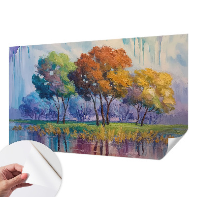 Self-adhesive photo wallpaper with an abstract tree motif