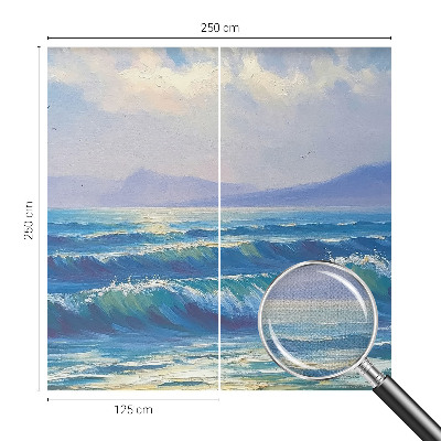Baby room wall mural with a sea waves design