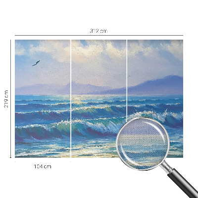 Baby room wall mural with a sea waves design