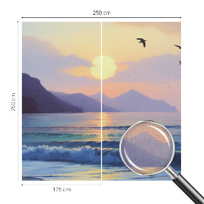 Peel and stick wall mural with a west-facing sea scene
