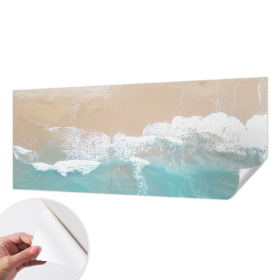 Peel and stick wallpaper mural with a roaring waves design