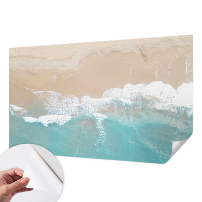 Peel and stick wallpaper mural with a roaring waves design