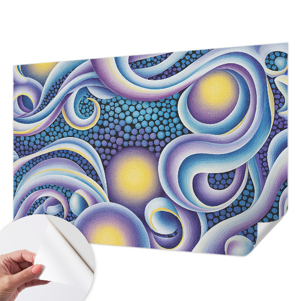 Self-adhesive wall mural with colorful swirls
