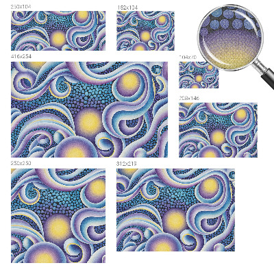 Self-adhesive wall mural with colorful swirls