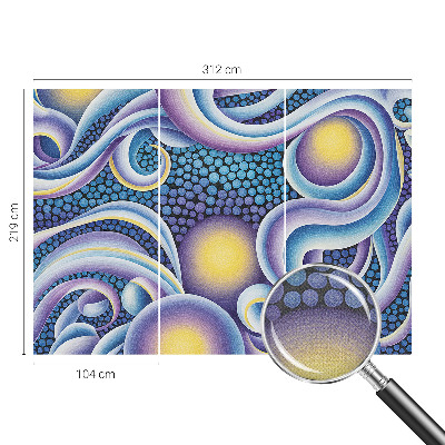 Self-adhesive wall mural with colorful swirls