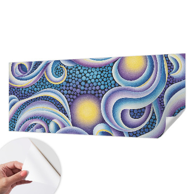 Self-adhesive wall mural with colorful swirls