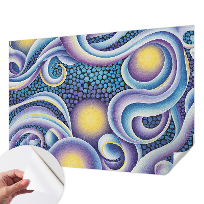 Self-adhesive wall mural with colorful swirls