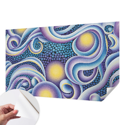 Self-adhesive wall mural with colorful swirls