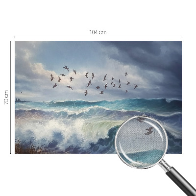 Stick-on wall mural with a sea waves design