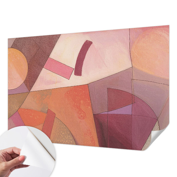Removable wall mural wallpaper with a colorful abstract forms design