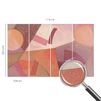 Removable wall mural wallpaper with a colorful abstract forms design