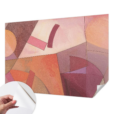 Removable wall mural wallpaper with a colorful abstract forms design