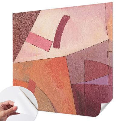 Removable wall mural wallpaper with a colorful abstract forms design
