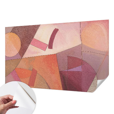Removable wall mural wallpaper with a colorful abstract forms design
