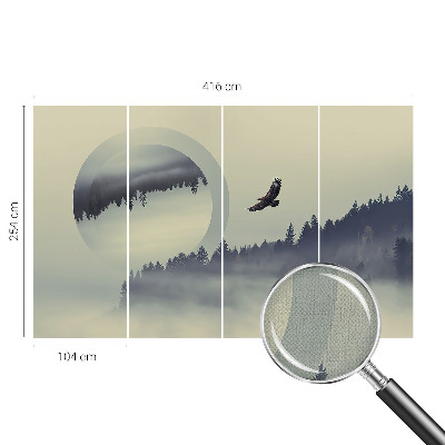 Removable wall mural with a forest landscape design