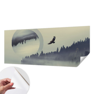 Removable wall mural with a forest landscape design
