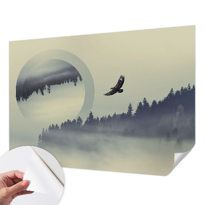 Removable wall mural with a forest landscape design