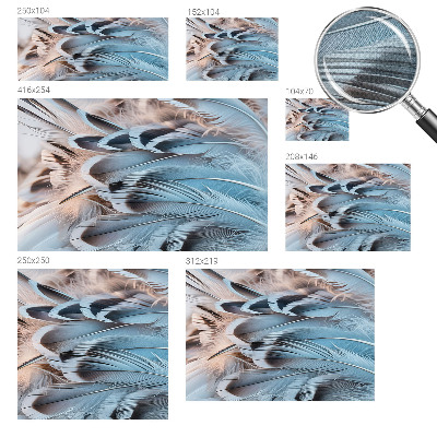 Peel and stick wall mural for bedroom with a blue feather pattern