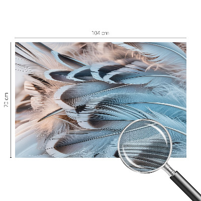 Peel and stick wall mural for bedroom with a blue feather pattern