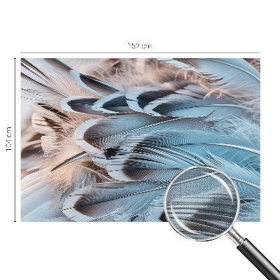 Peel and stick wall mural for bedroom with a blue feather pattern