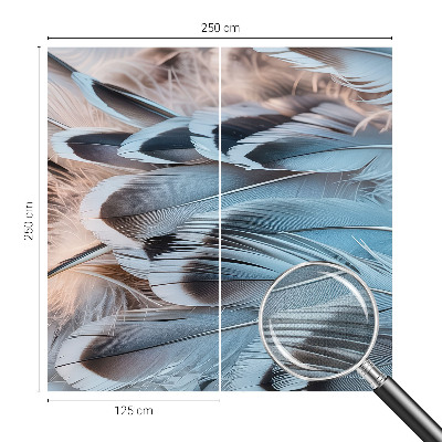 Peel and stick wall mural for bedroom Blue feathers