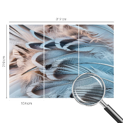 Peel and stick wall mural for bedroom Blue feathers