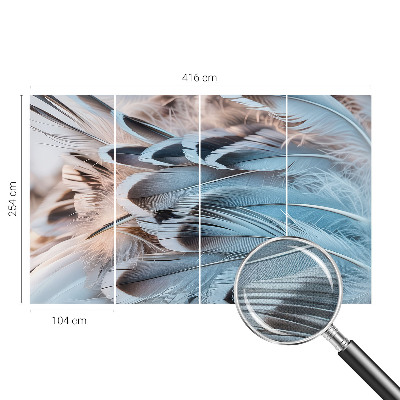 Peel and stick wall mural for bedroom Blue feathers