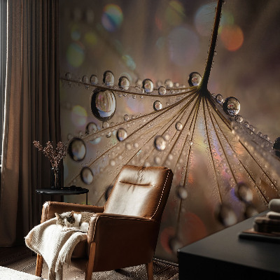 Peel and stick wall mural for living room with a pearl drops pattern