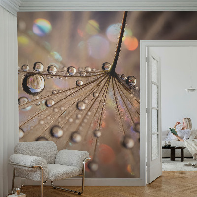 Peel and stick wall mural for living room with a pearl drops pattern