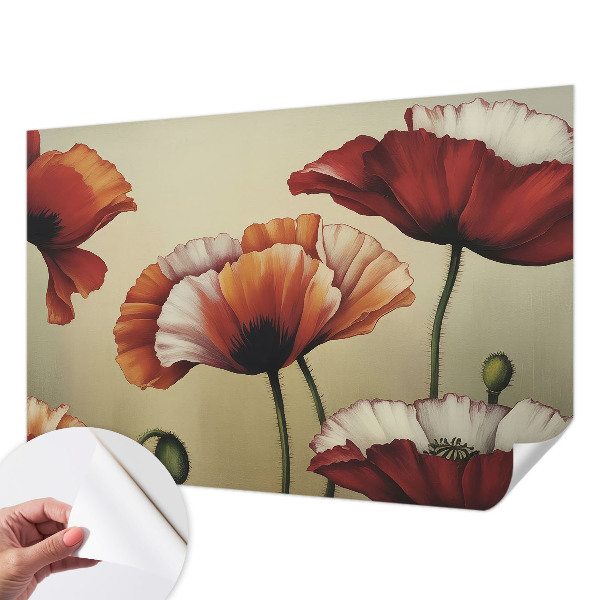 3D wall mural with a joyful poppy motif