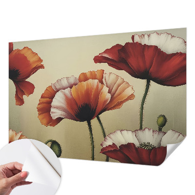 3D wall mural with a joyful poppy motif