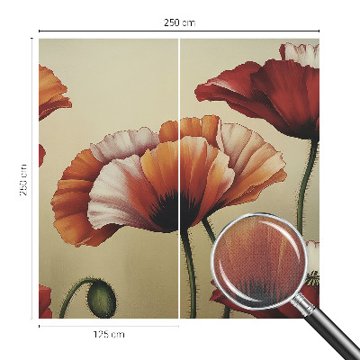 3D wall mural with a joyful poppy motif