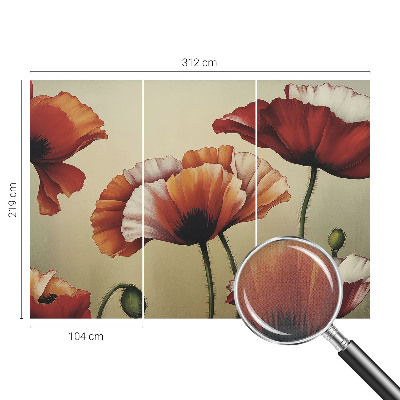 3D wall mural with a joyful poppy motif