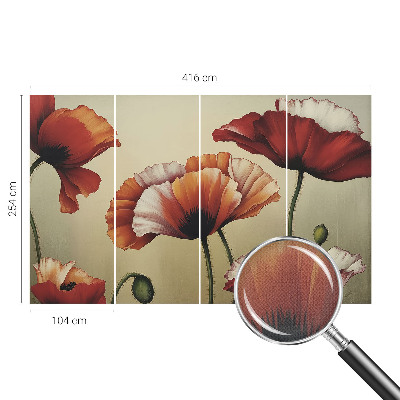 3D wall mural with a joyful poppy motif