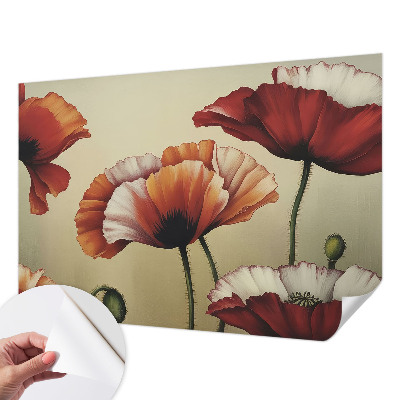 3D wall mural with a joyful poppy motif