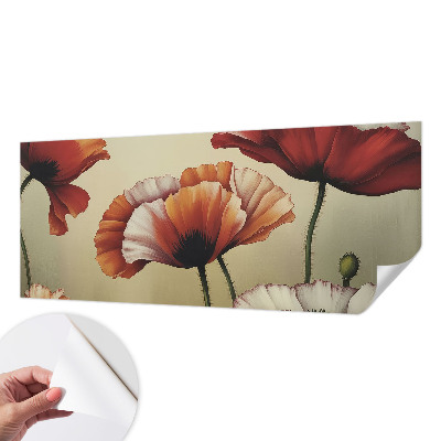 3D wall mural with a joyful poppy motif