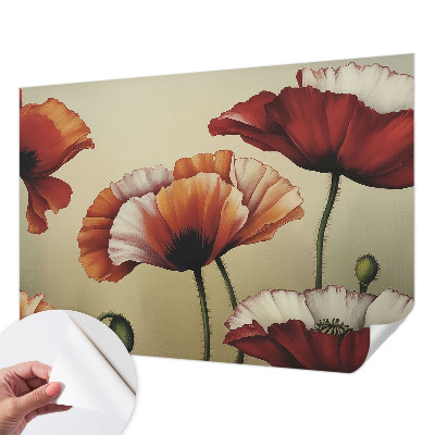 3D wall mural with a joyful poppy motif